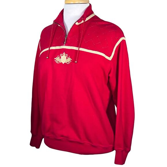 St. John Sport by Marie by Marie Gray 1/4 Zip Red Pullover Sweatshirt Size P - Picture 13 of 13